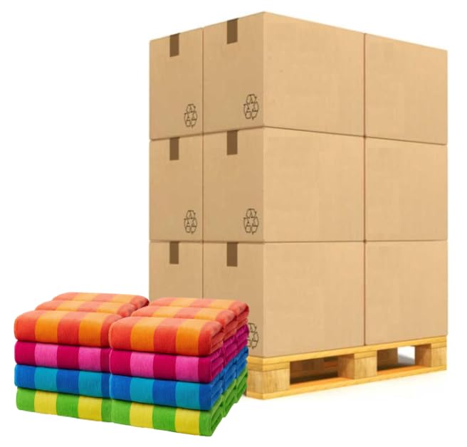 Kaufman - Soft Oversized Beach Towels in Bulk | 29" x 58" Velour Striped Towel | Absorbent, Quick-Drying | 100% Cotton Thick Towels (4 Pack)