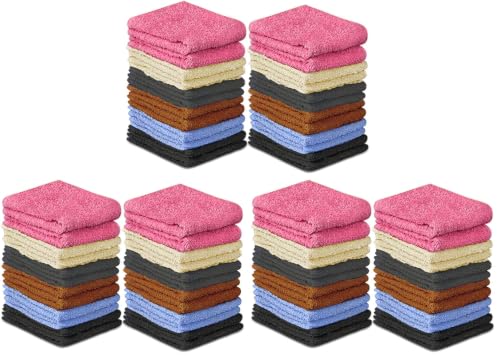 QUBA LINEN 100% Cotton Bath Towels-27x54inch - 6 Pack Shower Towels - Light Weight, Ultra Absorbent Towels for Bathroom (Multi Color)