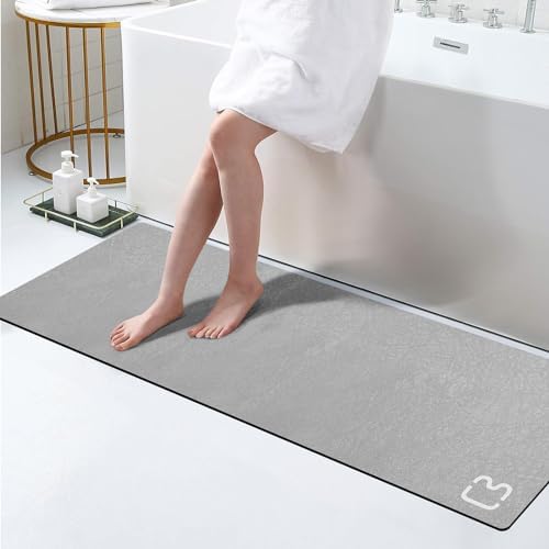 Diatomaceous Earth Bath Mat Stone Bath Mats for Bathroom,15.7"x23.6",Grey
