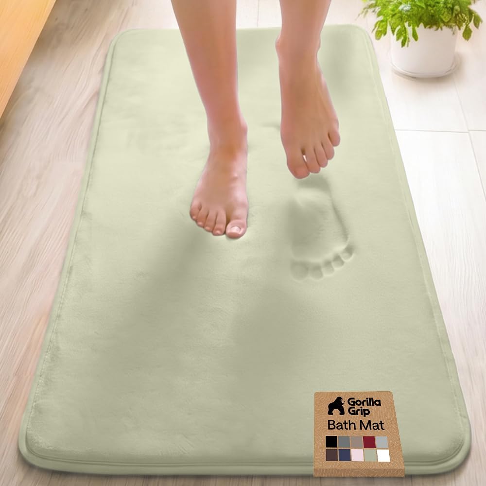 GORILLA GRIP® Memory Foam Bath Rug for Bathroom, 24x17 Gray