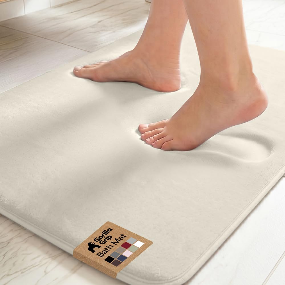 GORILLA GRIP® Memory Foam Bath Rug for Bathroom, 24x17 Gray