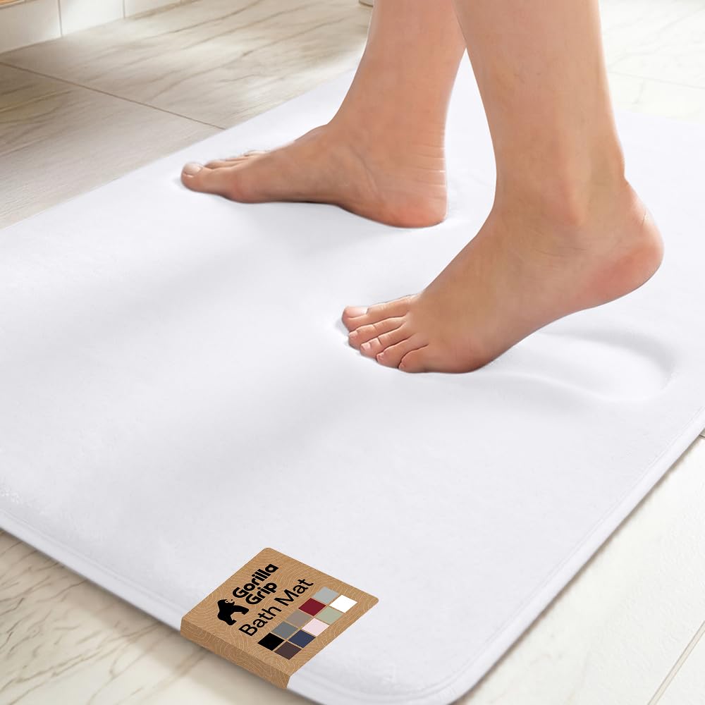 GORILLA GRIP® Memory Foam Bath Rug for Bathroom, 24x17 Gray