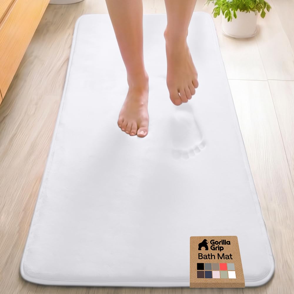 GORILLA GRIP® Memory Foam Bath Rug for Bathroom, 24x17 Gray