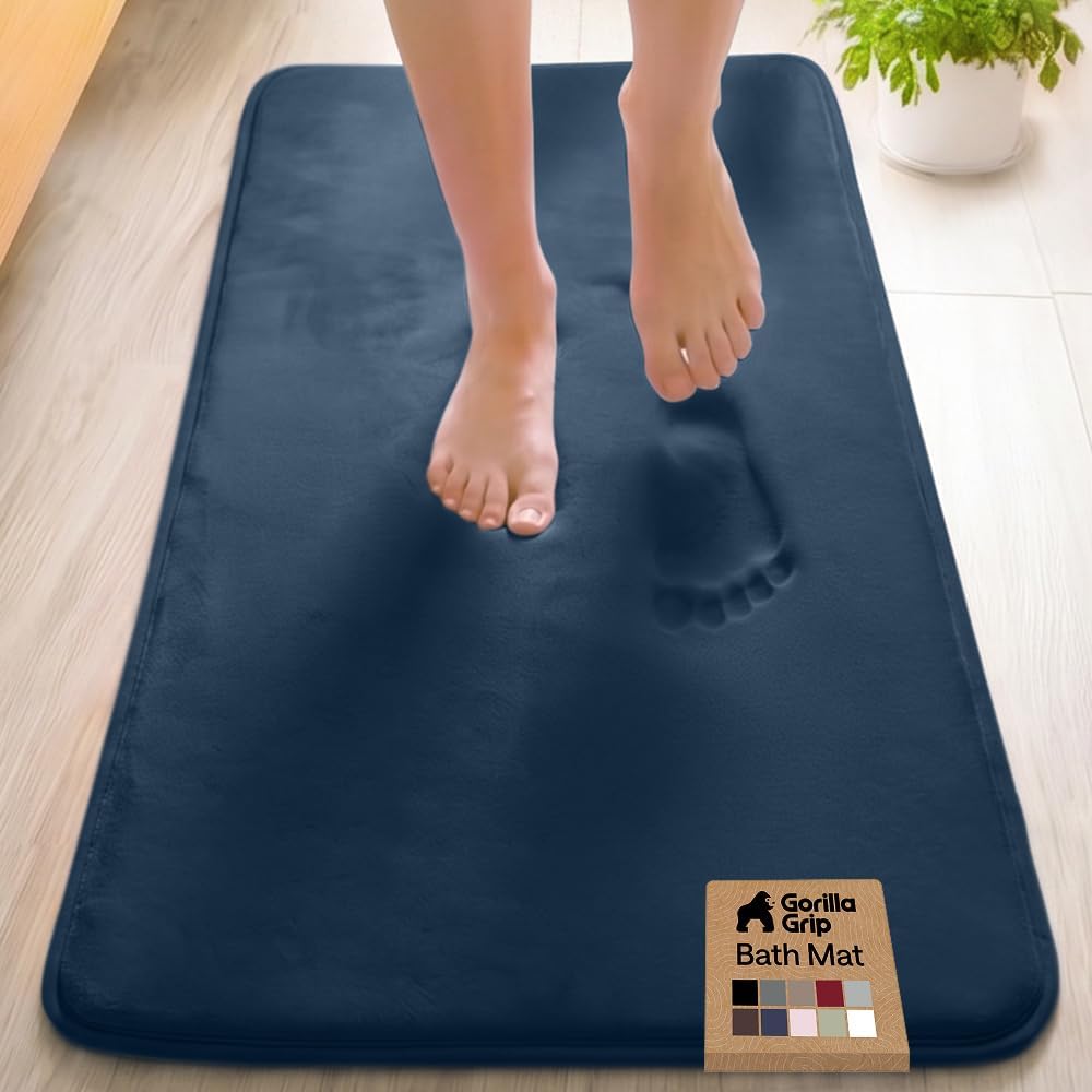GORILLA GRIP® Memory Foam Bath Rug for Bathroom, 24x17 Gray