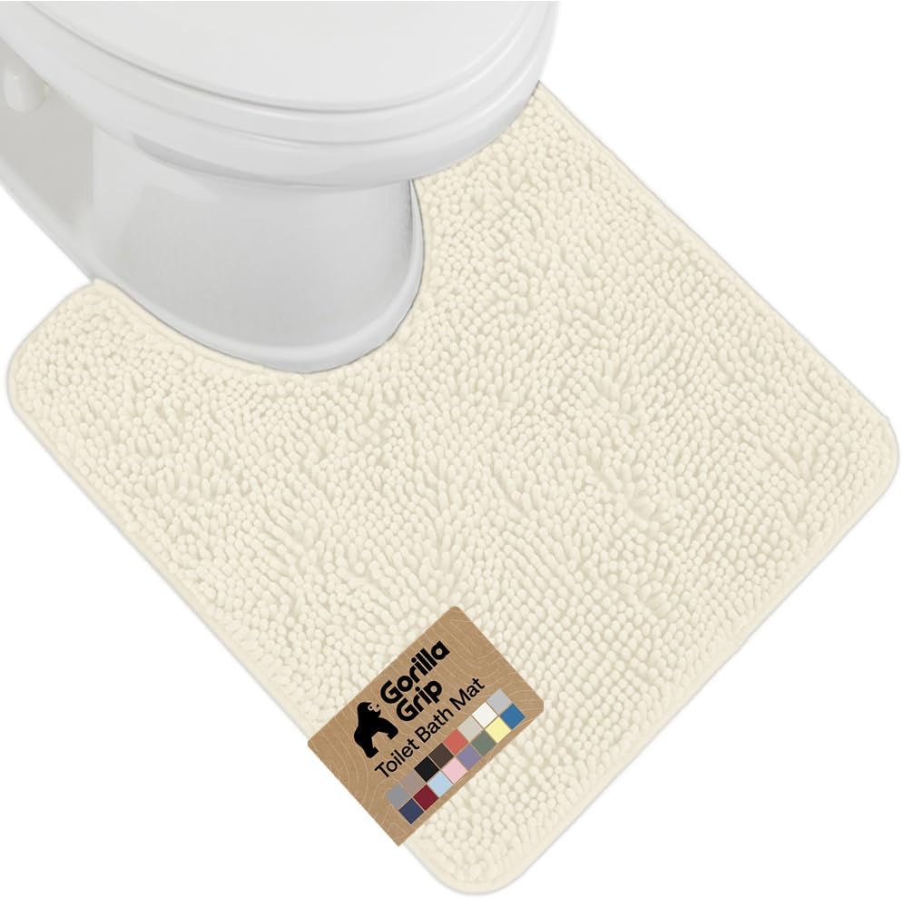 GORILLA GRIP Bath Rug Mat for Bathroom, Absorbent Chenille, 24x17 Gray