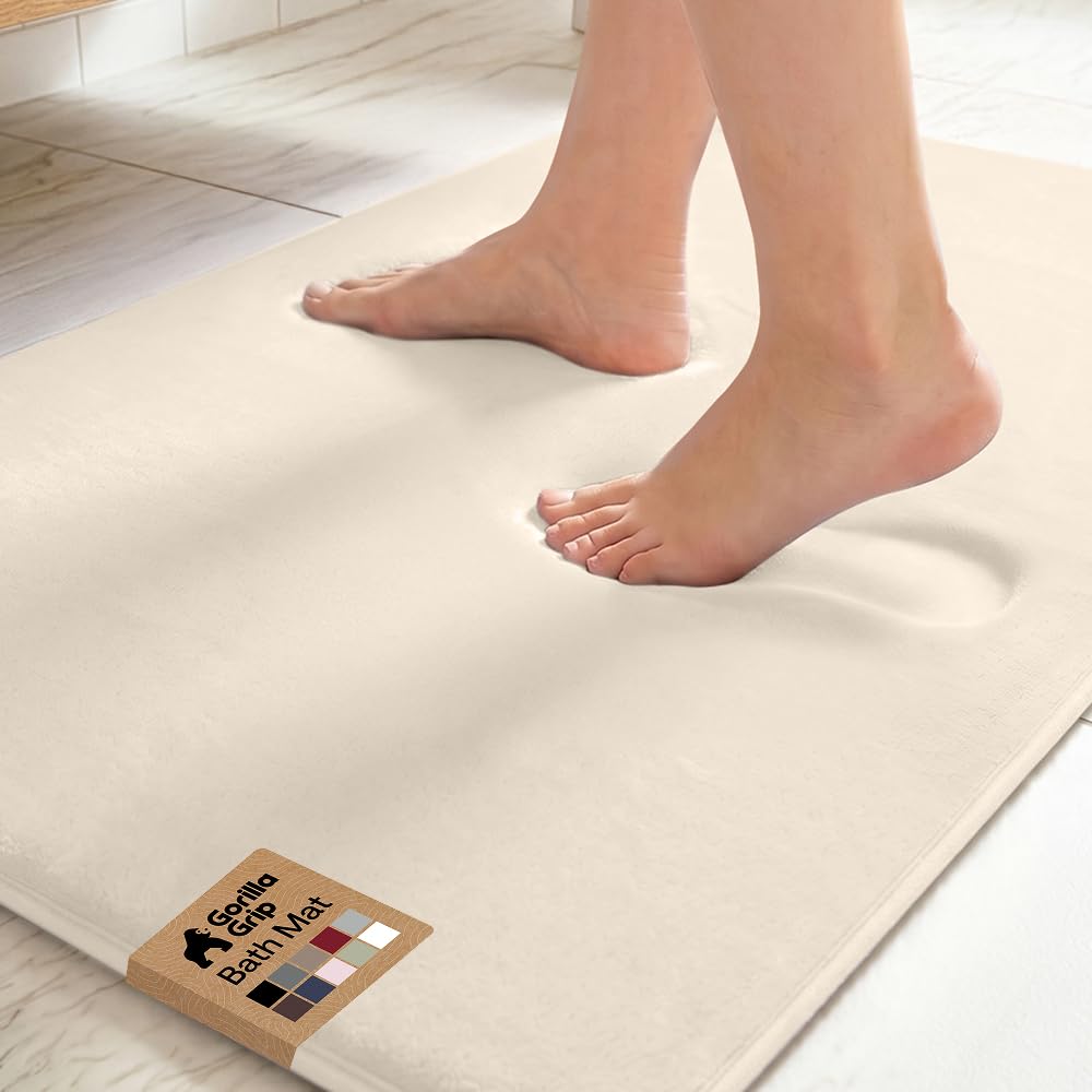 GORILLA GRIP® Memory Foam Bath Rug for Bathroom, 24x17 Gray