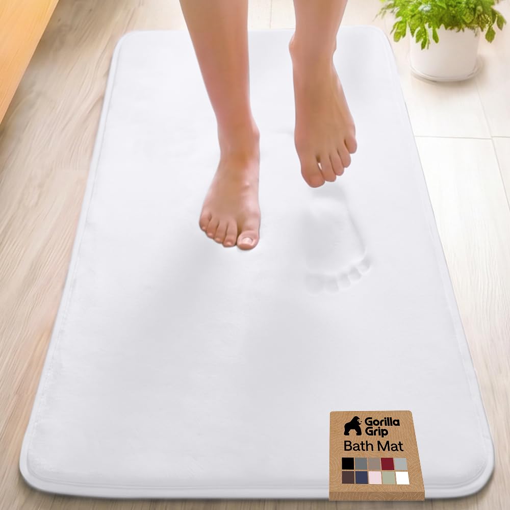 GORILLA GRIP® Memory Foam Bath Rug for Bathroom, 24x17 Gray