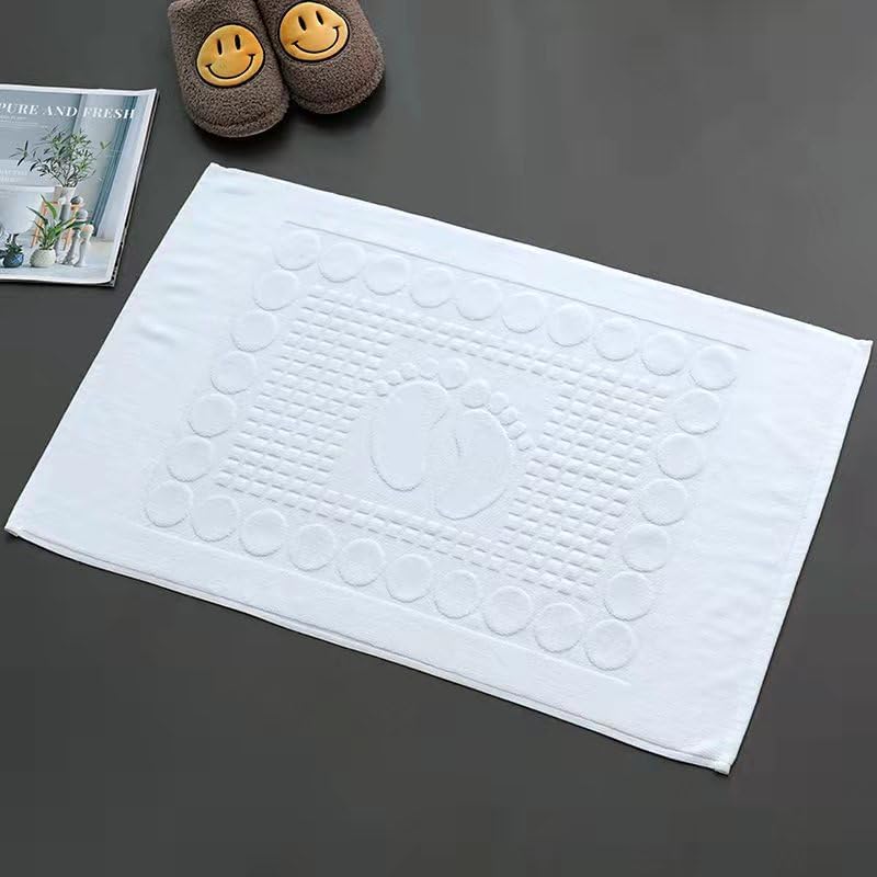 Bath Mats Cotton Banded Shower Bathroom Floor Towel(Feet White)