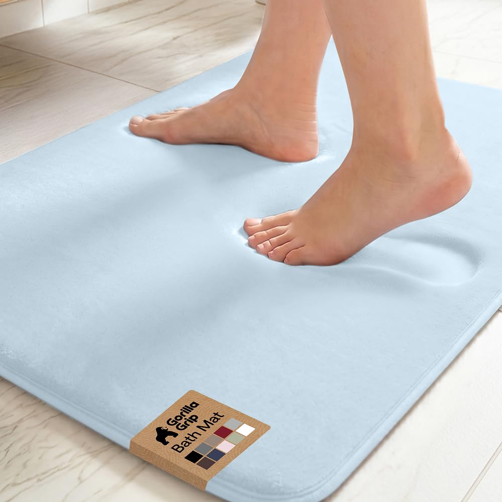 GORILLA GRIP® Memory Foam Bath Rug for Bathroom, 24x17 Gray