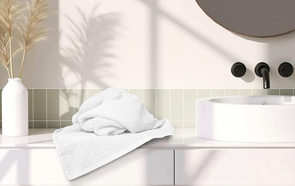 KAHAF COLLECTION 100% Cotton Bath Towel Set, White 24x48 Pack of 6 Towels, Quick Dry, Highly Absorbent, Soft Feel Towel, Gym, Spa, Bathroom, Shower, Pool, Luxury Soft Towels Light-Weight