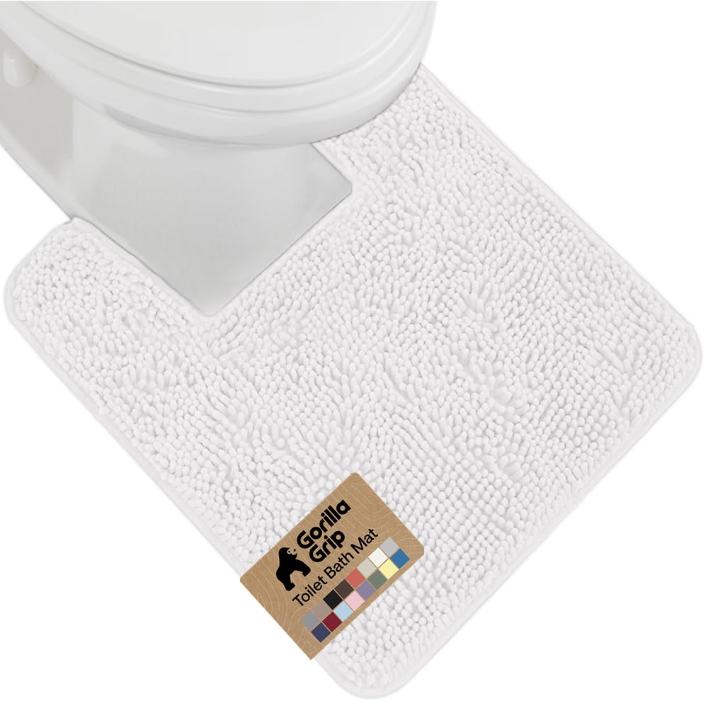 GORILLA GRIP Bath Rug Mat for Bathroom, Absorbent Chenille, 24x17 Gray