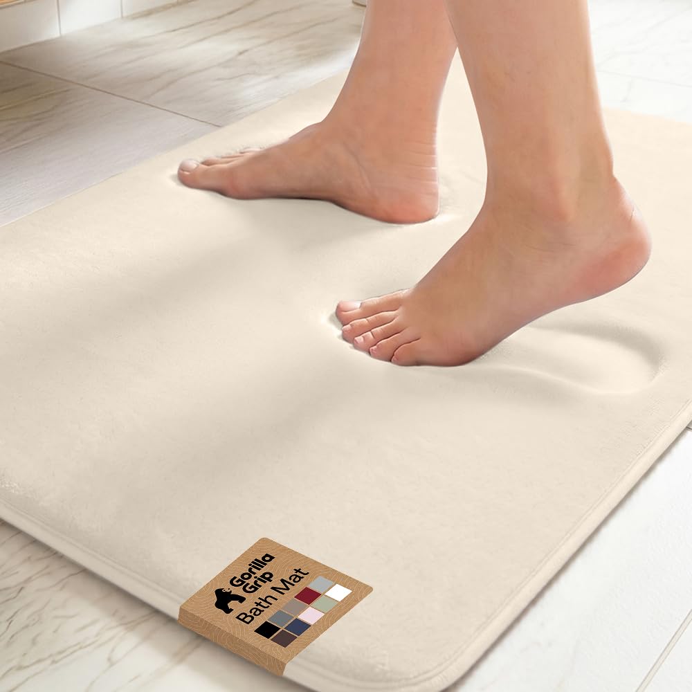 GORILLA GRIP® Memory Foam Bath Rug for Bathroom, 24x17 Gray