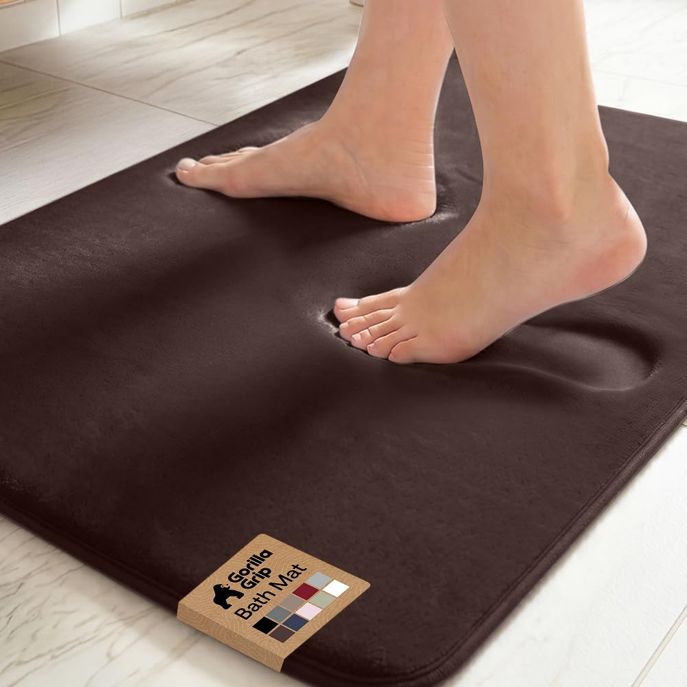GORILLA GRIP® Memory Foam Bath Rug for Bathroom, 24x17 Gray