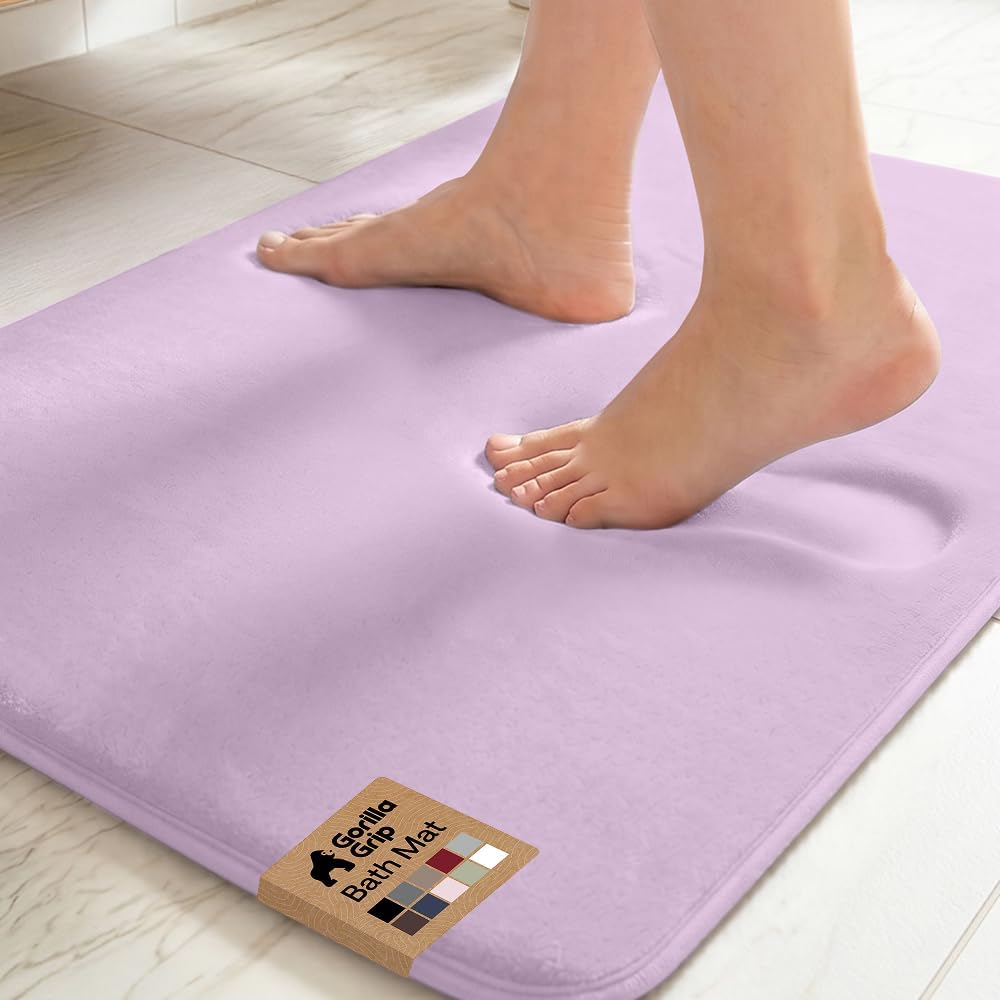 GORILLA GRIP® Memory Foam Bath Rug for Bathroom, 24x17 Gray