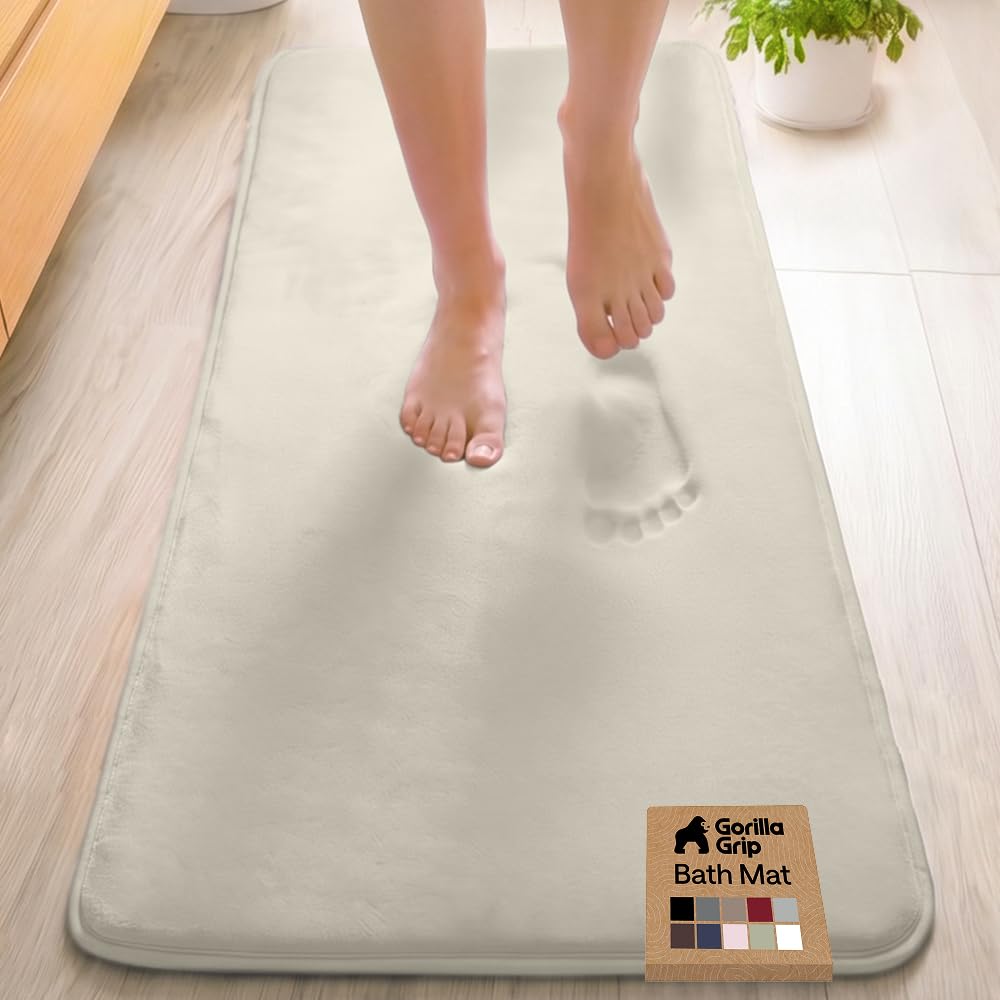 GORILLA GRIP® Memory Foam Bath Rug for Bathroom, 24x17 Gray