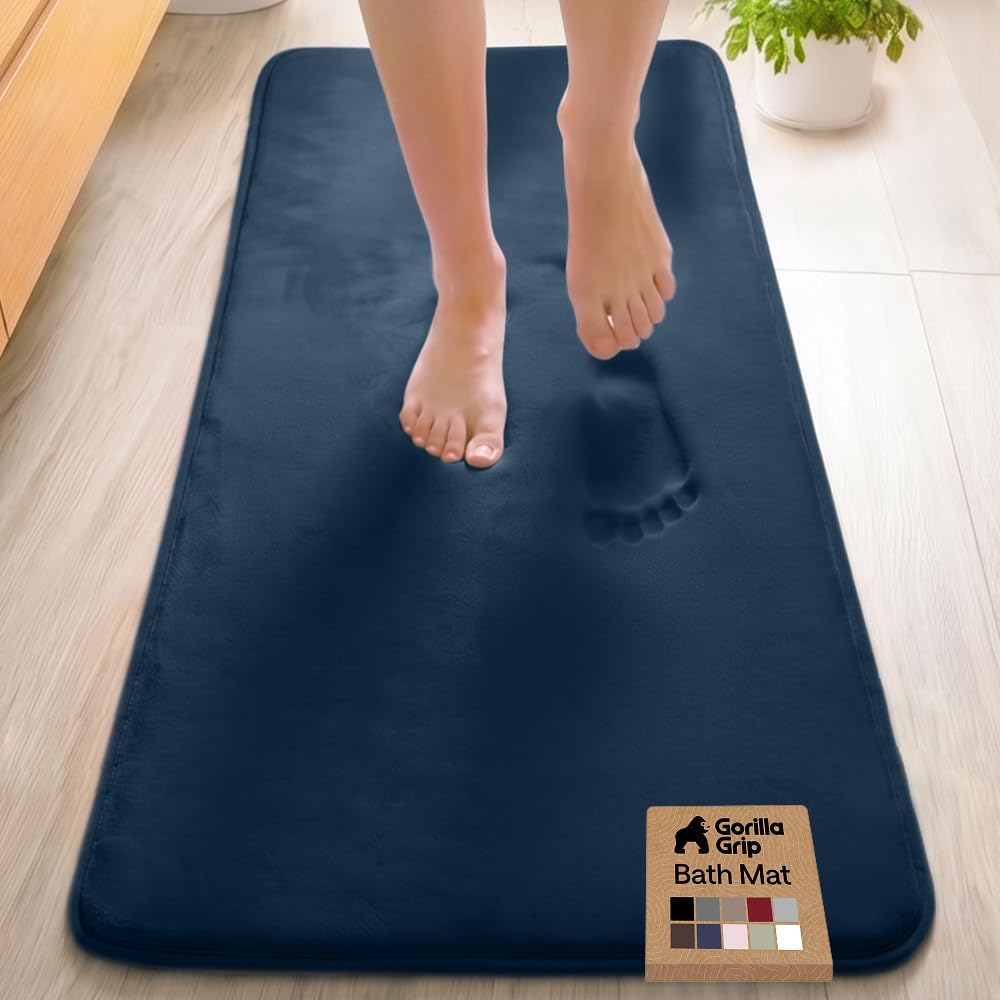 GORILLA GRIP® Memory Foam Bath Rug for Bathroom, 24x17 Gray