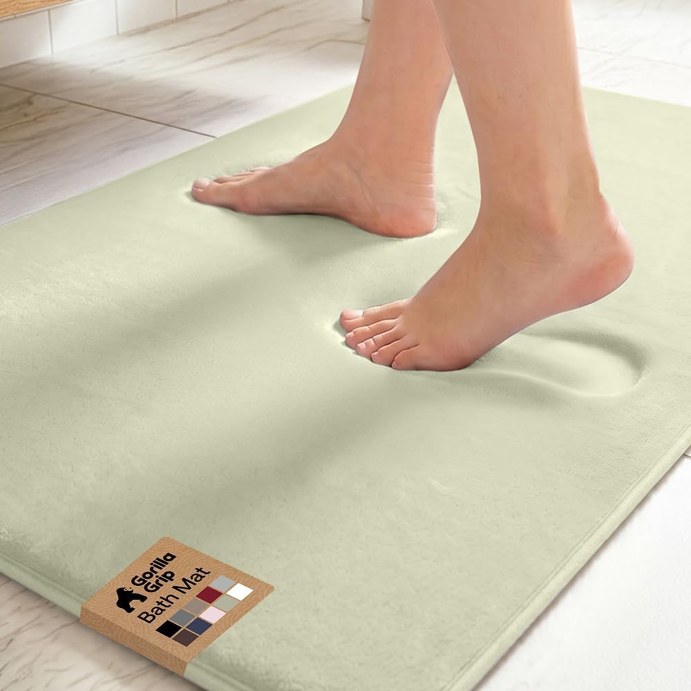 GORILLA GRIP® Memory Foam Bath Rug for Bathroom, 24x17 Gray