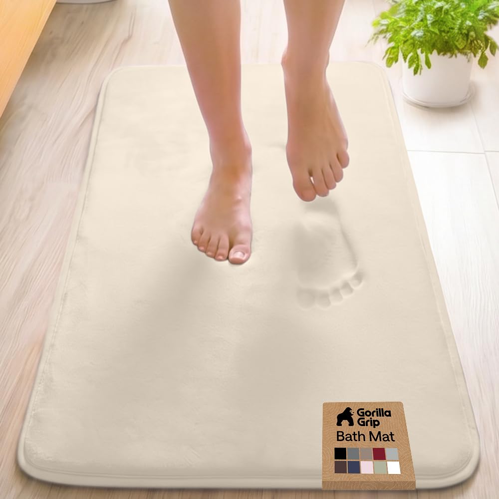 GORILLA GRIP® Memory Foam Bath Rug for Bathroom, 24x17 Gray