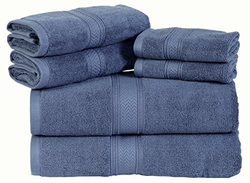 HILLFAIR 900 GSM 100% Cotton Floor Towels - 2 Piece Towels Set - Ocean Blue