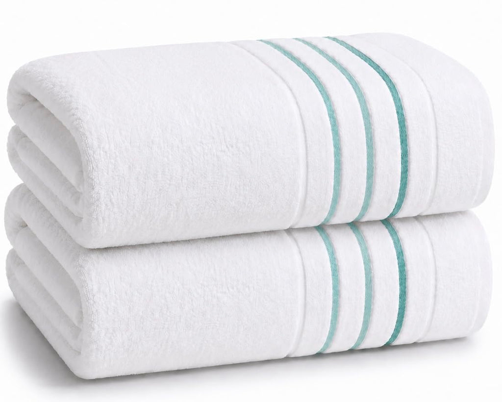 Bath Towels Set for Bathroom – Luxury 6-Piece Cotton Towels, Soft Absorbent & Quick Dry, 600 GSM Bath Towels for Bathroom, Hotel Spa Quality (White/Taupe, 6- Bath Towel Set)