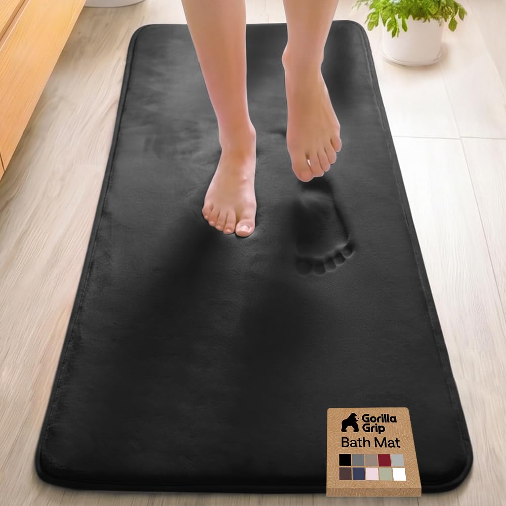 GORILLA GRIP® Memory Foam Bath Rug for Bathroom, 24x17 Gray