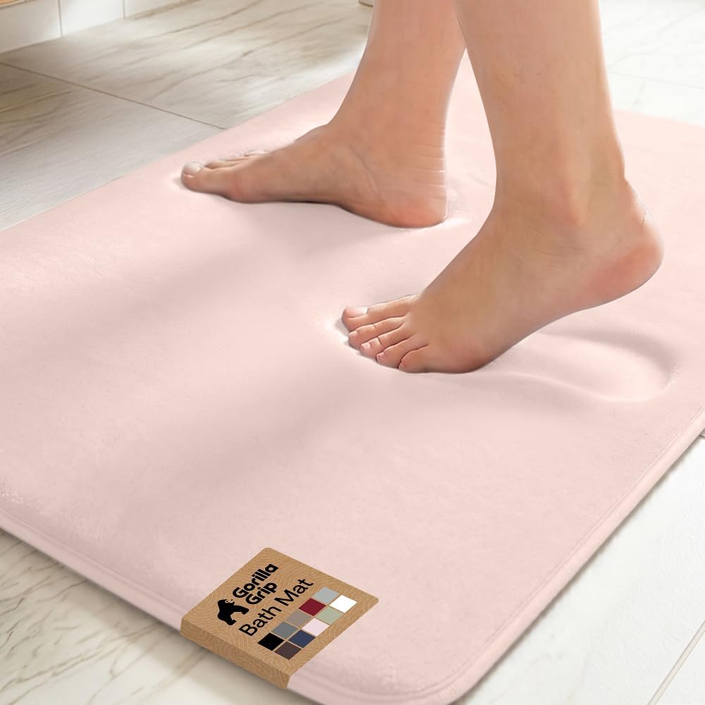 GORILLA GRIP® Memory Foam Bath Rug for Bathroom, 24x17 Gray
