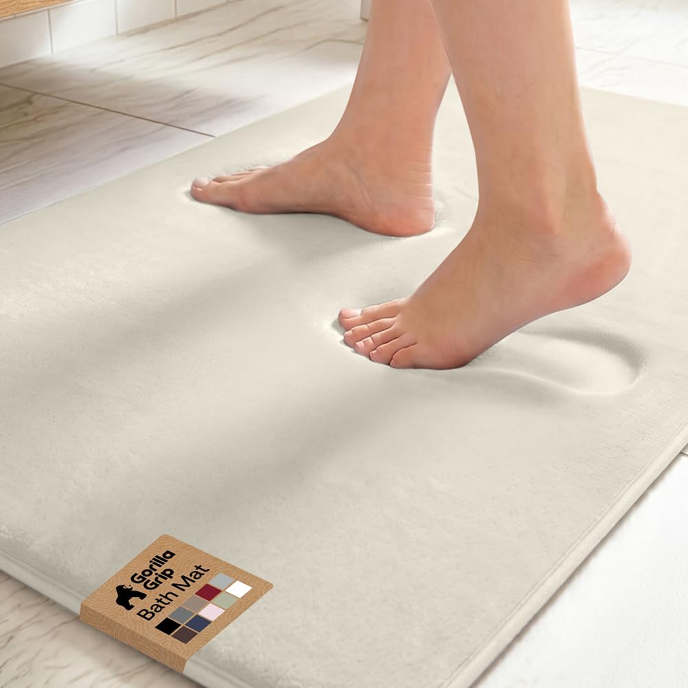 GORILLA GRIP® Memory Foam Bath Rug for Bathroom, 24x17 Gray