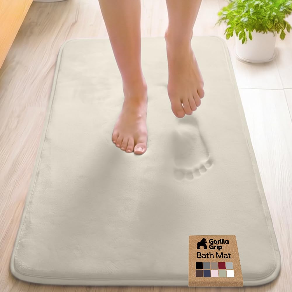 GORILLA GRIP® Memory Foam Bath Rug for Bathroom, 24x17 Gray