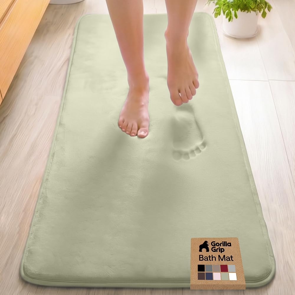 GORILLA GRIP® Memory Foam Bath Rug for Bathroom, 24x17 Gray