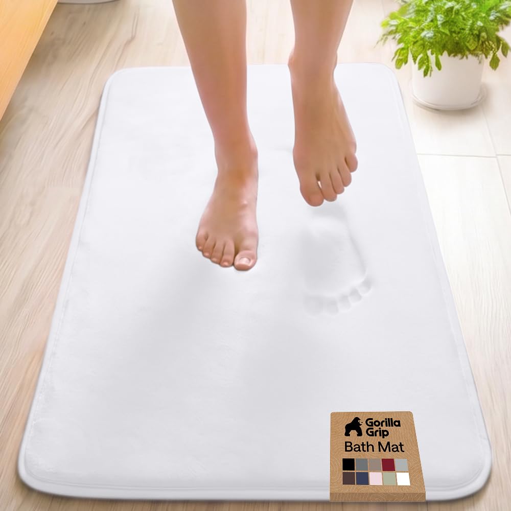 GORILLA GRIP® Memory Foam Bath Rug for Bathroom, 24x17 Gray