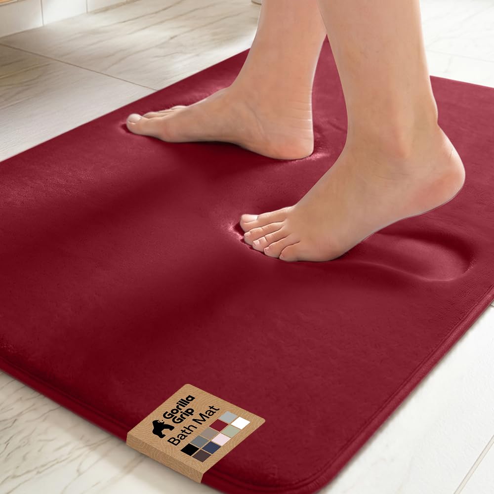 GORILLA GRIP® Memory Foam Bath Rug for Bathroom, 24x17 Gray