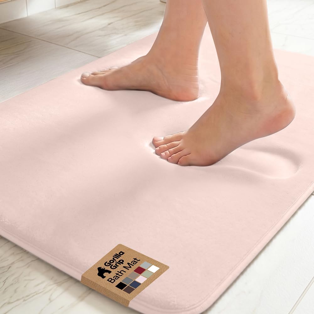 GORILLA GRIP® Memory Foam Bath Rug for Bathroom, 24x17 Gray