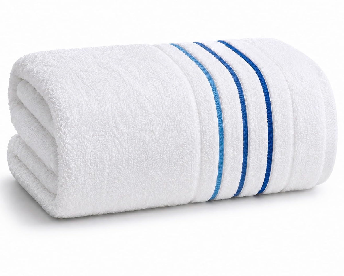 Bath Towels Set for Bathroom – Luxury 6-Piece Cotton Towels, Soft Absorbent & Quick Dry, 600 GSM Bath Towels for Bathroom, Hotel Spa Quality (White/Taupe, 6- Bath Towel Set)