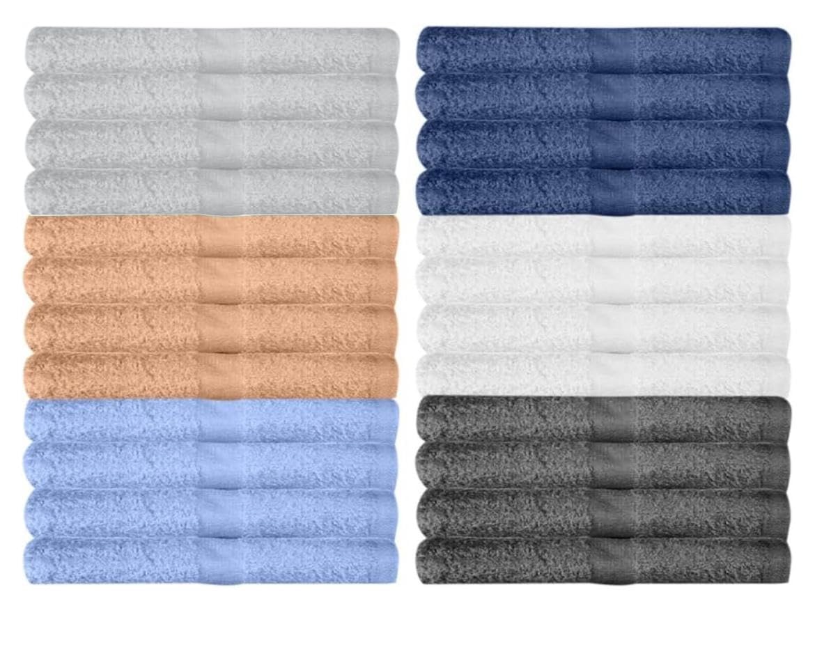 KAHAF Collection 6-Pack Bath Towels - Lightweight - Extra Absorbent - 100% Cotton - Shower towels (Multi, 27 inchesx54 inches)