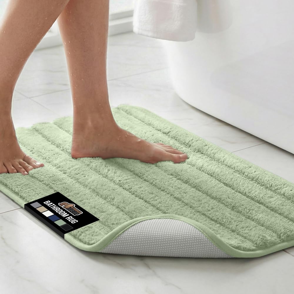 GORILLA GRIP Textured Backing Memory Foam Bath Mat, 24x16 Gray