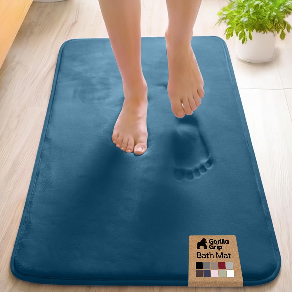 GORILLA GRIP® Memory Foam Bath Rug for Bathroom, 24x17 Gray