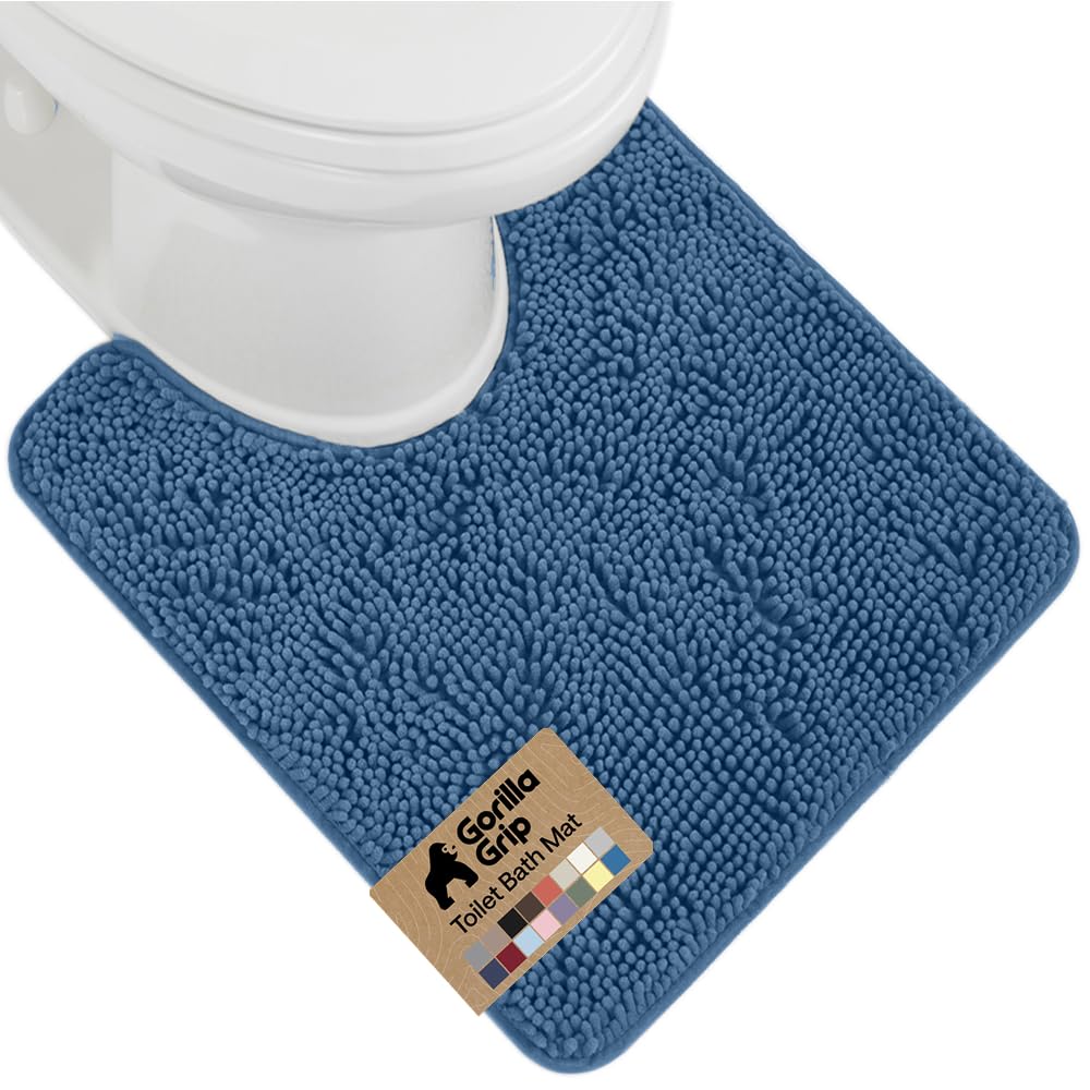GORILLA GRIP Bath Rug Mat for Bathroom, Absorbent Chenille, 24x17 Gray
