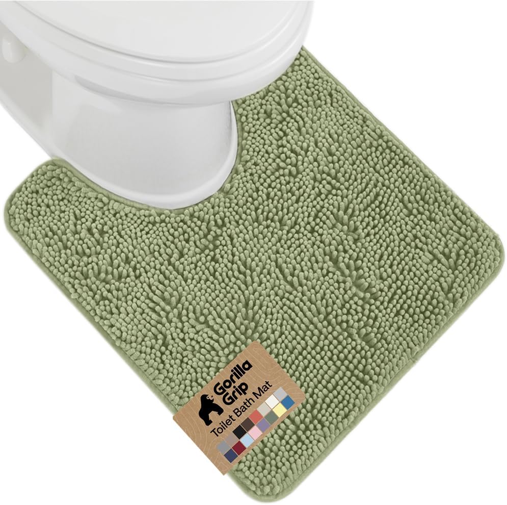 GORILLA GRIP Bath Rug Mat for Bathroom, Absorbent Chenille, 24x17 Gray