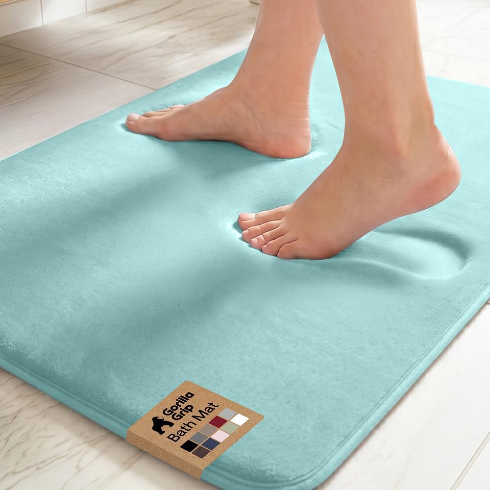 GORILLA GRIP® Memory Foam Bath Rug for Bathroom, 24x17 Gray