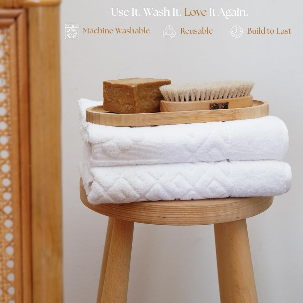 Turkish Cotton Bathroom Floor Towel, 2-Pack Towel Bath Mats
