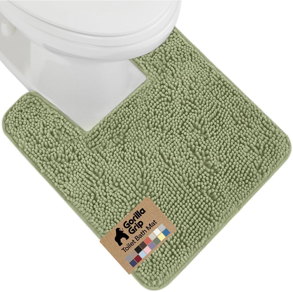 GORILLA GRIP Bath Rug Mat for Bathroom, Absorbent Chenille, 24x17 Gray