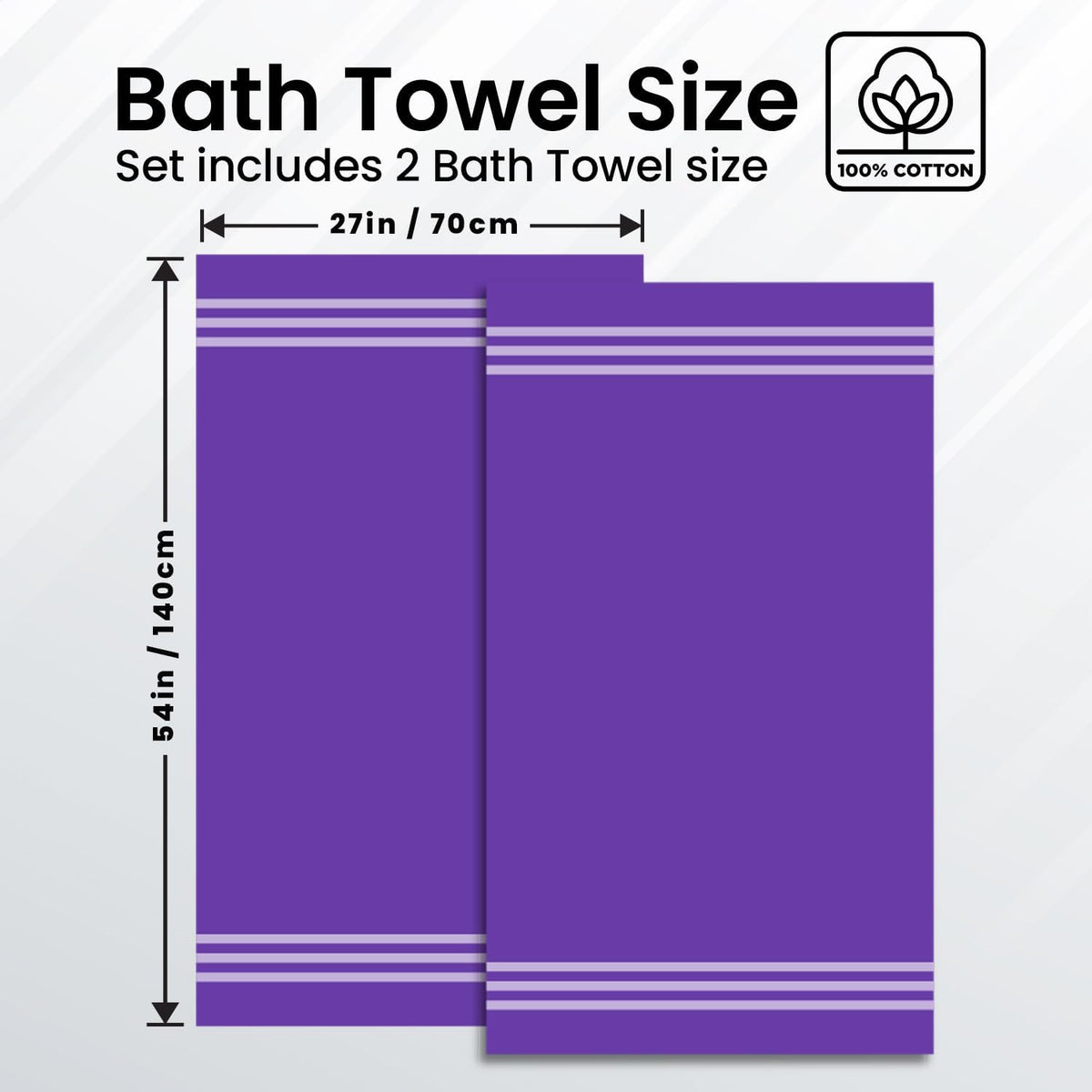 Infinitee Xclusives 100% Ring-Spun Cotton Bath Towels for Bathroom - Pack 2