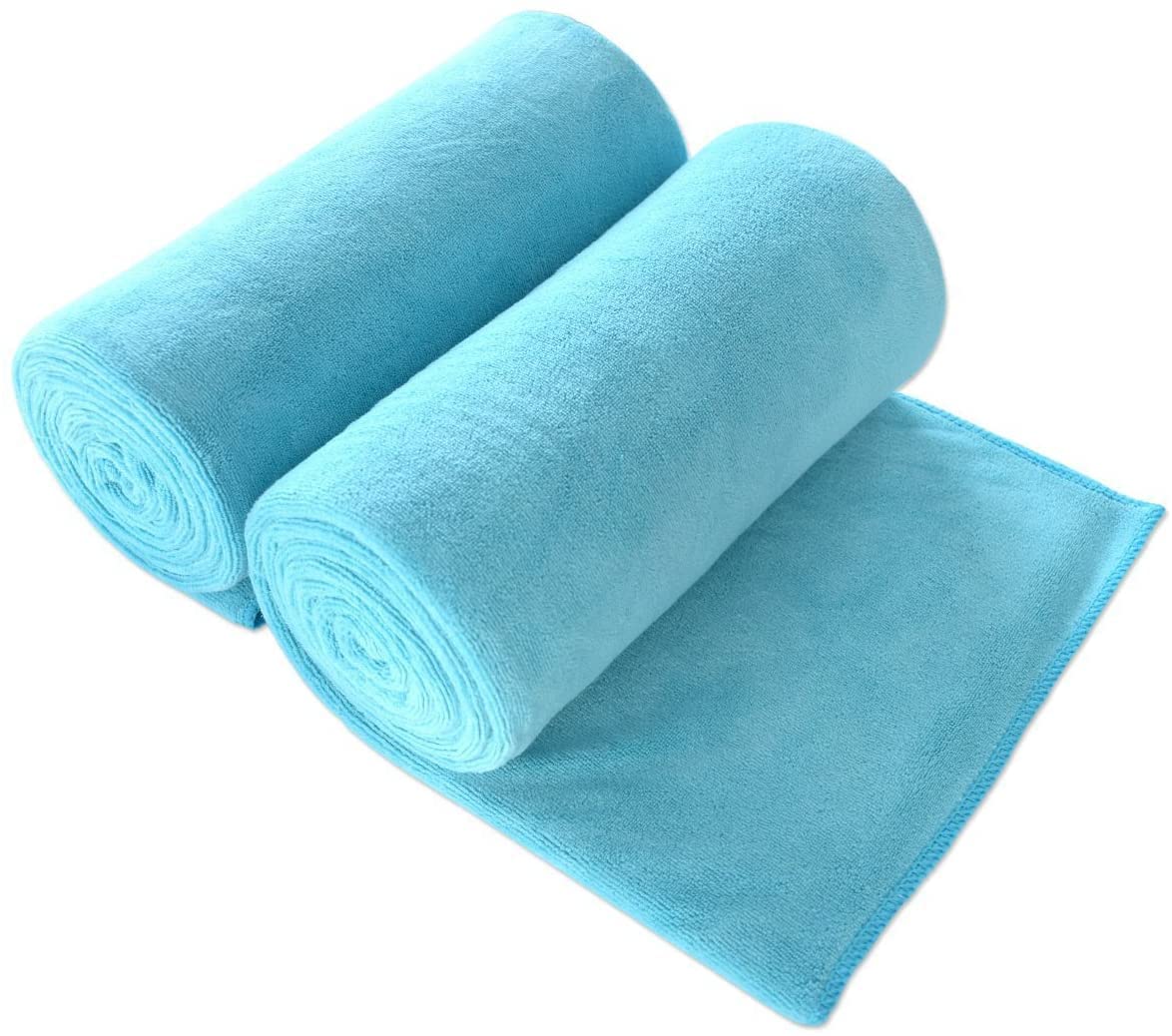 JML Microfiber Bath Towel with Hanging Loop, 2 Pack, 30" x 60", Grey