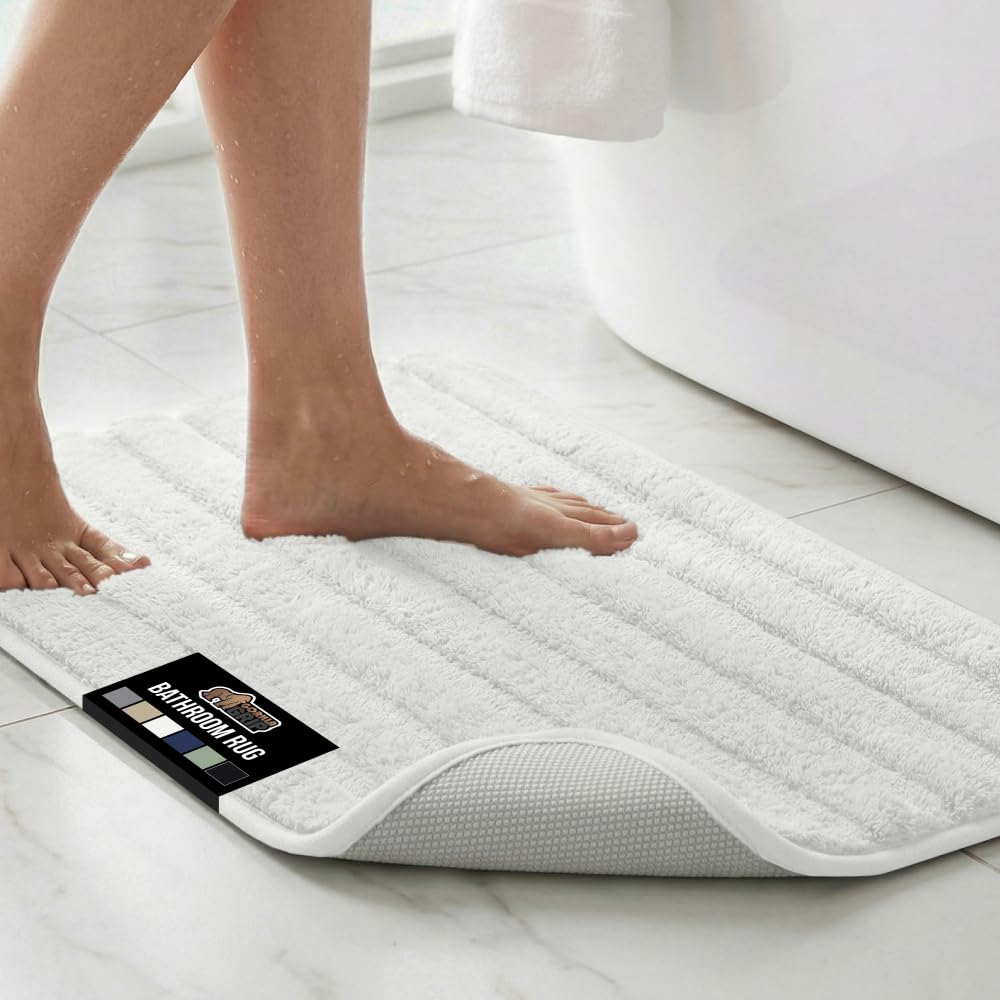 GORILLA GRIP Textured Backing Memory Foam Bath Mat, 24x16 Gray