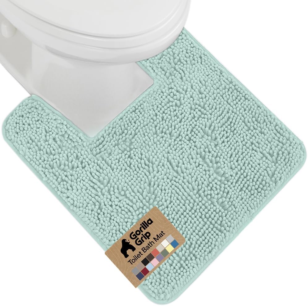 GORILLA GRIP Bath Rug Mat for Bathroom, Absorbent Chenille, 24x17 Gray