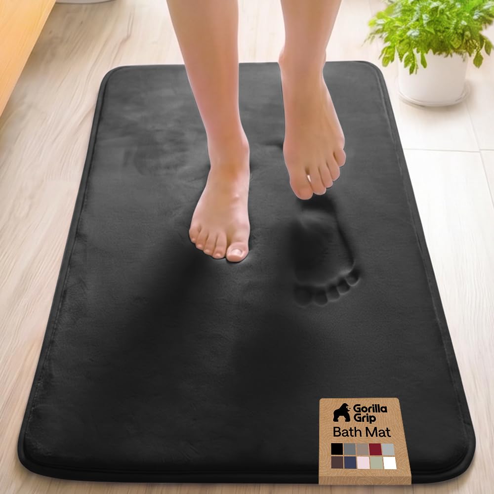 GORILLA GRIP® Memory Foam Bath Rug for Bathroom, 24x17 Gray