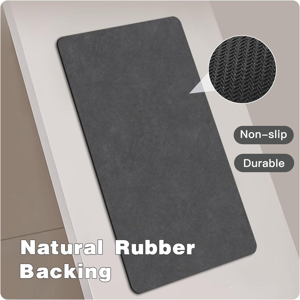 TYUU Thin Bath Mat, Small Bathroom Rugs Non Slip Washable, 16x24 Dark Grey