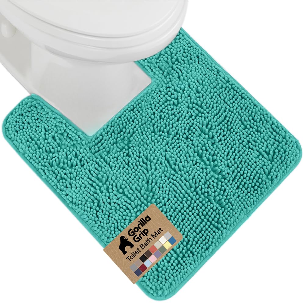 GORILLA GRIP Bath Rug Mat for Bathroom, Absorbent Chenille, 24x17 Gray