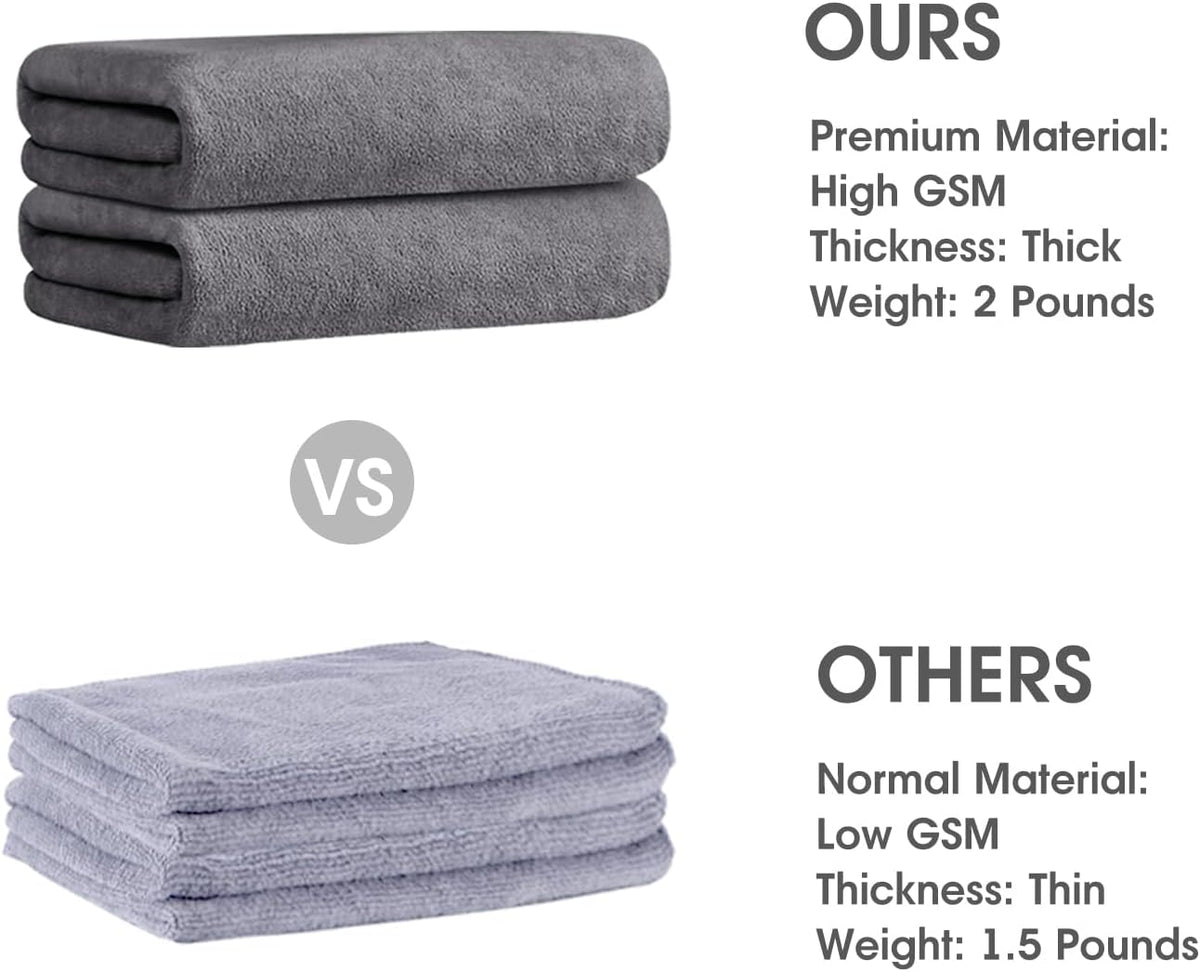 JML Microfiber Bath Towel with Hanging Loop, 2 Pack, 30" x 60", Grey