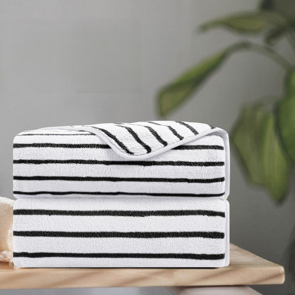 8 Pcs Brown Cabana Stripe Large Bath Towel Set-2 Bathroom Towels,2 Hand Towels,4 Washcloths Lightweight Soft Microfiber Bath Sheet Absorbent Shower Towel Quick Dry Beach Chair Spa Gym Hotel Towels